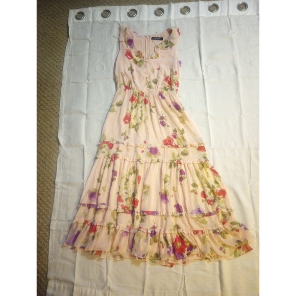 Lauren Ralph Lauren‎ Women's Floral Crinkled Georgette Dress(2 Pink/Sage Multi) - Picture 1 of 8